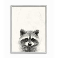 Stupell Industries Raccoon Portret sivi dizajn crteža Framed Wall Art by Victoria Borges