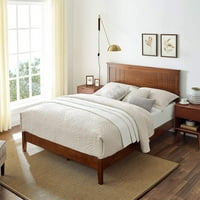 Moderni krevet na platformi od borovog drveta iz sredine stoljeća s uzglavljem veličineMP