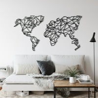 Geometrijska karta svijeta, metalna zidna umjetnost za unutarnje i vanjske prostore-zidna geometrijska metalna zidna umjetnost -
