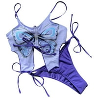 aiyuq.simpatični kupaći kostim s leptir mašnom, kupaći kostim s printom, kupaći kostim za vruće proljeće, kupanje na plaži
