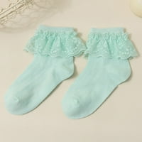 & Čarape za djevojčice jednobojne čipkaste volančiće slatke princezine čarape dječje rastezljive slatke prozračne čarape