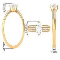 Ženski zaručnički prsten od klasičnog Moissanite zlata od 1 karata, Moissanite prsten sa bočnim kamenom za nju, 14k žuto zlato, 10,50