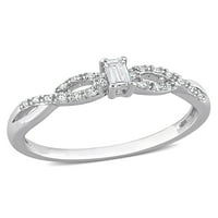 Donje prsten od srebra Infinity Obećanje s bijelim сапфиром i dragulj okrugli rez T. G. W. iz Miabella s smaragdu u karat i dragulj