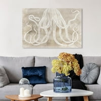 Wynwood Studio Nautical and Coastal Wall Art Canvas Otisci Octopus Paper Morski život - smeđi, bijeli