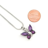 Ogrlica za kremiranje leptira od nehrđajućeg čelika s ljubičastim kristalom, urna za uspomenu, spomen nakit s besplatnom poklon kutijom