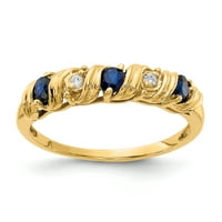Prsten od žutog zlata sa safirom i AA dijamantom od primarnog karatnog zlata