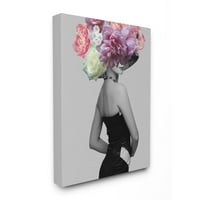 Stupell Industries modni model portret cvjetni sivi dizajn kolaža platno zidna umjetnost Ziwei li