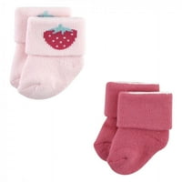 Pamučne čarape za novorođenčad i frotirne čarape za djevojčice, jagode 12 inča, 0 mjeseci