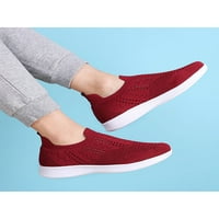 Ženske Ležerne cipele, udobne ravne tenisice bez kopča, tenisice s mekim nožnim prstima, Muške cipele za hodanje, crvena 4