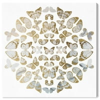 Wynwood Studio platno kaleidoskop leptir mandala životinje insekti zidne umjetničko platno tisak zlato metalno zlato 20x20
