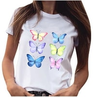 Odjeća Ženska Plus veličina lagana majica s printom leptira majica kratkih rukava bluza vrhovi