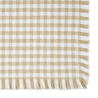 Town & Country Gingham Fringe tkanina placema, pijesak, komad, dostupna u više boja