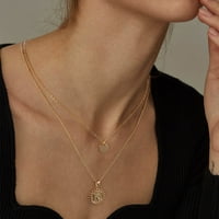 Zlatne slojevite Ogrlice s inicijalima za žene i djevojke 14k pozlaćena nježna slojevita ogrlica s ogrlicom od diska, ogrlica s inicijalima