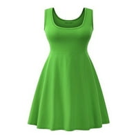 Ženska ljetna sundress na Plaži, duga haljina Bez rukava, jednobojne midi haljine, havajska zabava, zelena