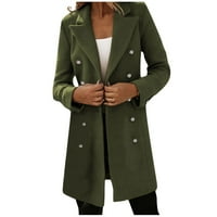 Modni Ženski kardigan dugih rukava s dvostrukim gumbima vuneni kaput jesen / zima džemperi za žene vojska zelena