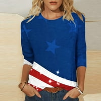 4. srpnja majice za žene Dan neovisnosti ležerni vrhovi s printom američke zastave labava bluza tee majica s printom Okrugli vrat