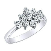 Zaručnički prsten od bijelog prirodnog dijamanta okruglog oblika od 0 karata od punog bijelog zlata od 14 karata, veličina prstena