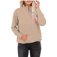 Ženska zimska džepna bluza s patentnim zatvaračem jednobojni topli gornji dio dugih rukava dukserica Ženska sportska jakna