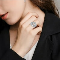 Rasprodaja prstena za djevojčice Ženska Moda svijetloplavi dijamantni prsten od suncokreta Modni Kreativni nakit od prstena