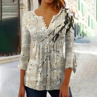 Ženska široka majica s izrezom u obliku slova B i kratkim rukavima s printom u obliku bluze u boji 4 u bež boji
