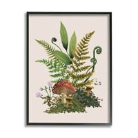 Vikendica gljiva šume biljke botaničke i cvjetne grafičke umjetnosti crno uokvirena umjetnička print zidna umjetnost