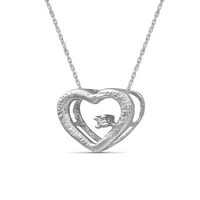 Jewelersclub Sterling Silver Heart ogrlica s naglaskom bijelih dijamanata