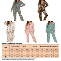 Ženska odjeća za spavanje, pidžama setovi s leopard printom, pidžama s dugim rukavima s prednjim džepom, ženski Gornji dijelovi i