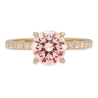 Zaručnički prsten okruglog reza od ružičastog imitiranog dijamanta od žutog zlata 14k okruglog reza, veličine 5,5