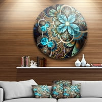 DesignArt 'šareno fraktalno cvijeće s plavom nijansom' metal zidna umjetnost