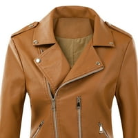 Modna ženska jakna jednobojna gornja odjeća dugih rukava s džepom s patentnim zatvaračem vrhovi kratki kaput na rasprodaji