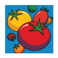 Ron Magnes 'razne rajčice na plavoj' platno umjetnost