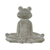 Kolekcija A. H., cementna figurica Meditirajuće žabe u položaju lotosa, siva