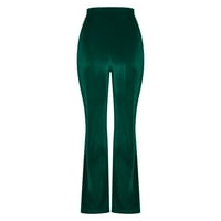Modne ženske udobne jednobojne lepršave hlače za slobodno vrijeme, hlače visokog struka, zelene;