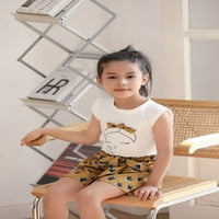 Denus Bay Toddler Girl Groughless Grafički vrh i kratke trake, 2-komad, veličine 2T-5T