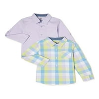 Wonder Nation Baby and Toddler Boy Boy Button-up majice, 2-pack, veličine 12m-5T