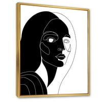 DesignArt 'retro crno -bijeli minimalni portret mlade djevojke' Moderno uokvireno platno zidno umjetnički tisak