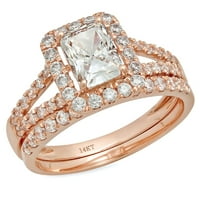 1. dijamant smaragdnog reza Imitacija dijamanta od ružičastog zlata 18k $ s naglascima vjenčani set od $ 4.25
