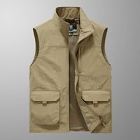 Muški lagani softshell prsluk jakna bez rukava otporna na vjetar za putovanja, planinarenje, golf, prsluk s džepovima, radni prsluk