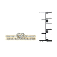 Carat T.W. Dijamantni okvir srca 10KT set zaručnika žutog zlata
