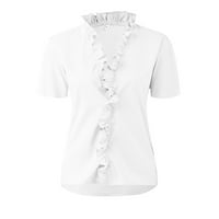 Topovi za žensku modu, Ženska Temperamentna bluza s izrezom u obliku slova u i rukavima s lampionima na kopčanje, ležerna košulja