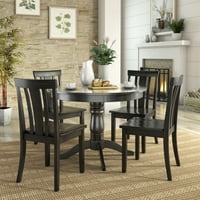 Lexington set za ručavanje od 5 komada drva, okrugli stol i naslonjene stolice, crno