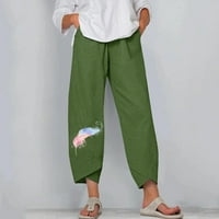 Ženske hlače s devet proreza, ljetne modne hlače za vježbanje za dame, Ležerne široke hlače s džepovima, pamučne lanene duge hlače