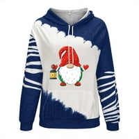 Ženski Božićni topići, pulover s printom Djeda Mraza, prevelika majica, bluza s dugim rukavima, Bluza s okruglim vratom, plava Abou