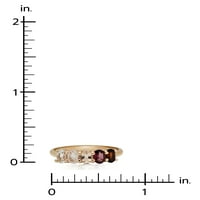 ovalni prsten od crvenog ombre srebra s 14k ružičastim zlatom i 5 kamena
