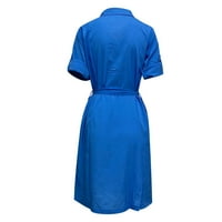 Ženske ljetne haljine za žene ležerna haljina za noćne izlaske jednobojna sunčana haljina okruglog vrata Rukav do gležnja plava 2