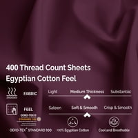 Vrhunski set posteljine od egipatskog pamuka u boji šljive s brojem niti 400, A. J. - duboki džep