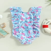 Odjeća / jednodijelni cvjetni kupaći kostim za djevojčice, kupaći kostim Flamingo, kupaći kostimi za životinje, plavi, od 2 godine