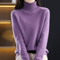 Jesenski novi džemper s visokim vratom, ženski preveliki pleteni džemper velike veličine, Donja košulja