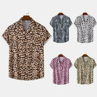 Muška majica kratkih rukava s leopard printom Casual labava klupska majica za zabave
