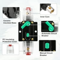 Jedinstvene ponude 12V-48V DC prekidač za automobil 10amp s ručnim resetiranjem, zaštita držača ugrađenog osigurača, Crna, zelena